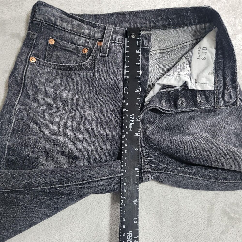 Levi's 501 S Skinny Jeans Mens 26x30 Gray Dark Wash Button Fly Denim Big E - Picture 7 of 14